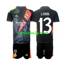Camisolas de futebol Real Madrid Andriy Lunin 13 Guarda Redes Criança Equipamento Alternativa 2024/25 Manga Curta
